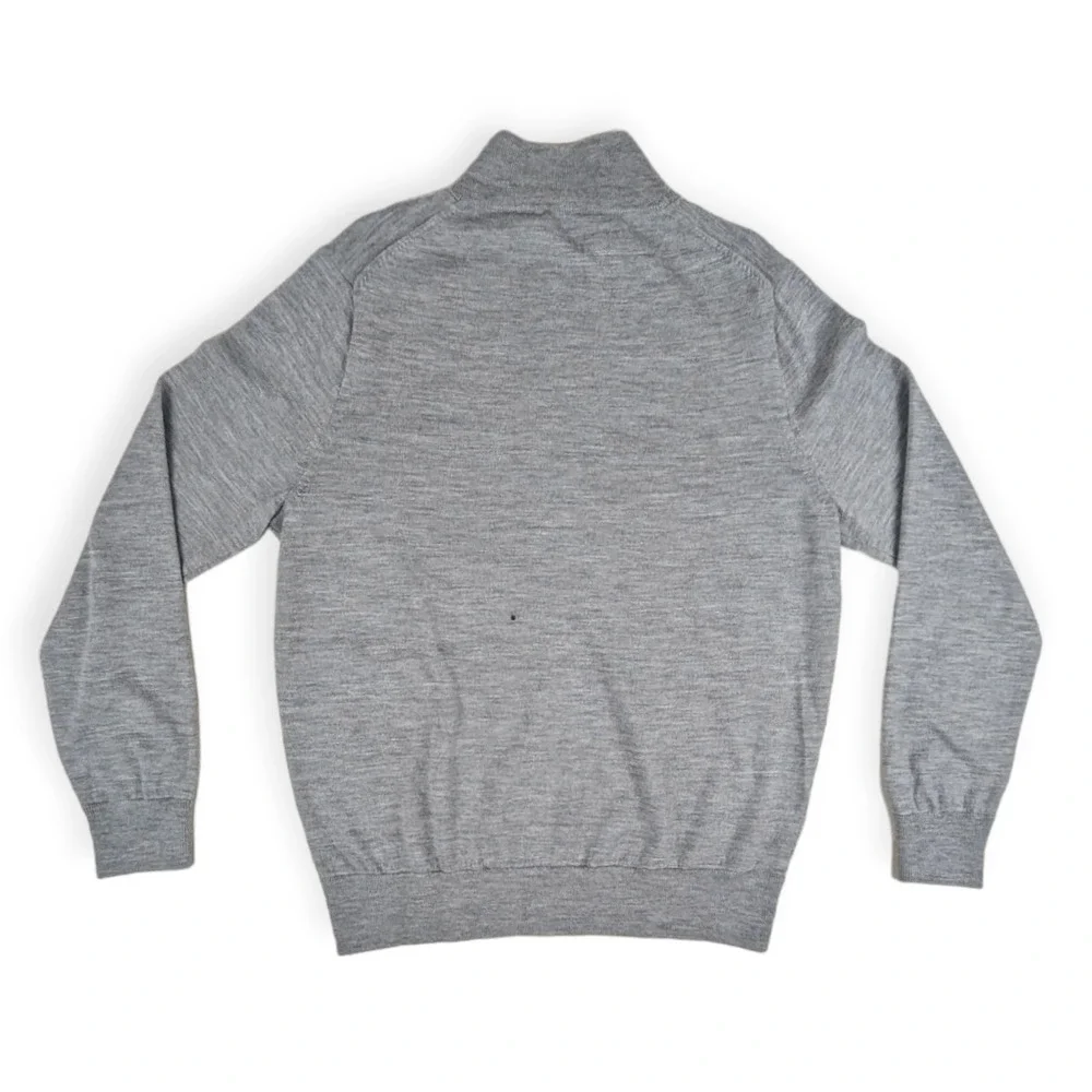 J. Crew Men's Gray 100% Merino Wool High Neck‎ 1/4 Zip Pullover Sweater